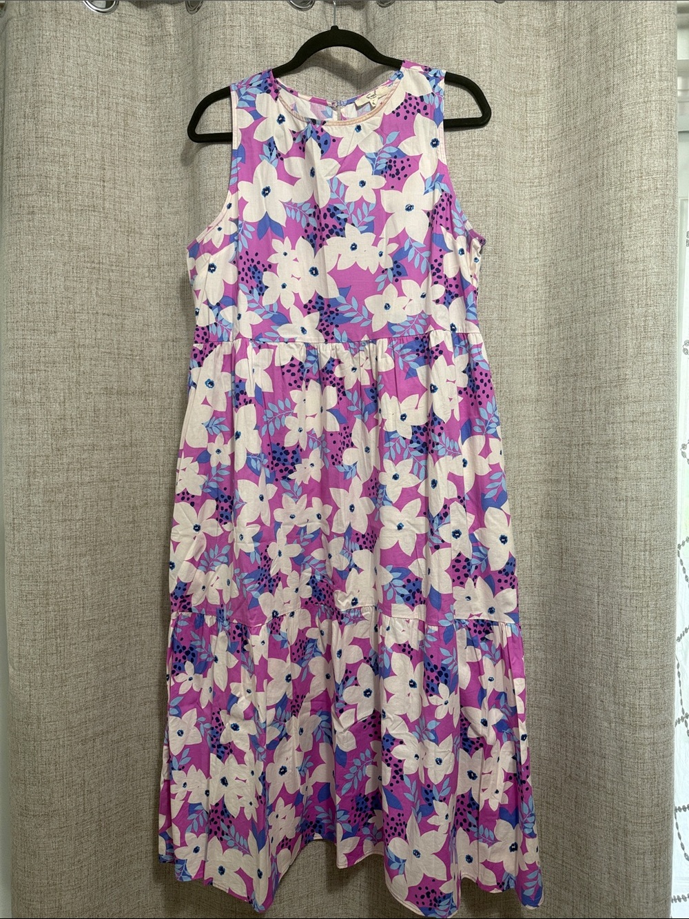 Sleeveless Floral Maxi Dress - Pink & White